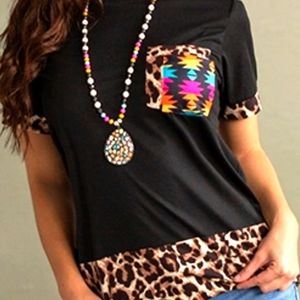 Shirt w leopard and aztec